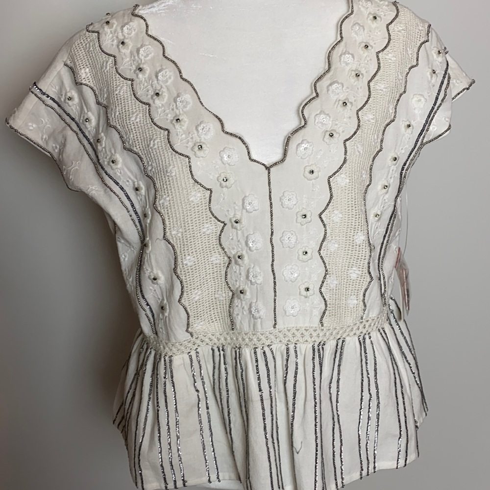 Anthropologie NWT Gorgeous White Top Size S